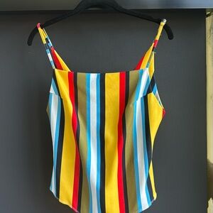 ASTR Striped, Strappy, Multi-Colored Bodysuit, M
